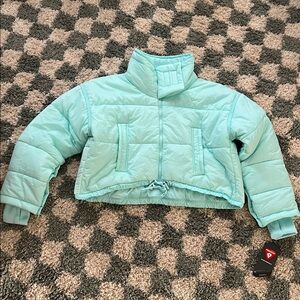Free People Light Movement Size Large Sky Blue Puffer Jacket with thumb holes
